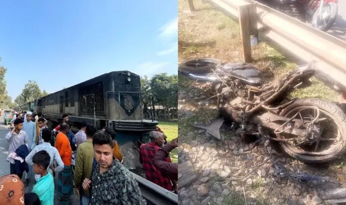 মোটরসাইকেল-ট্রেন সংঘর্ষে সাময়িক বন্ধ রেল যোগাযোগ