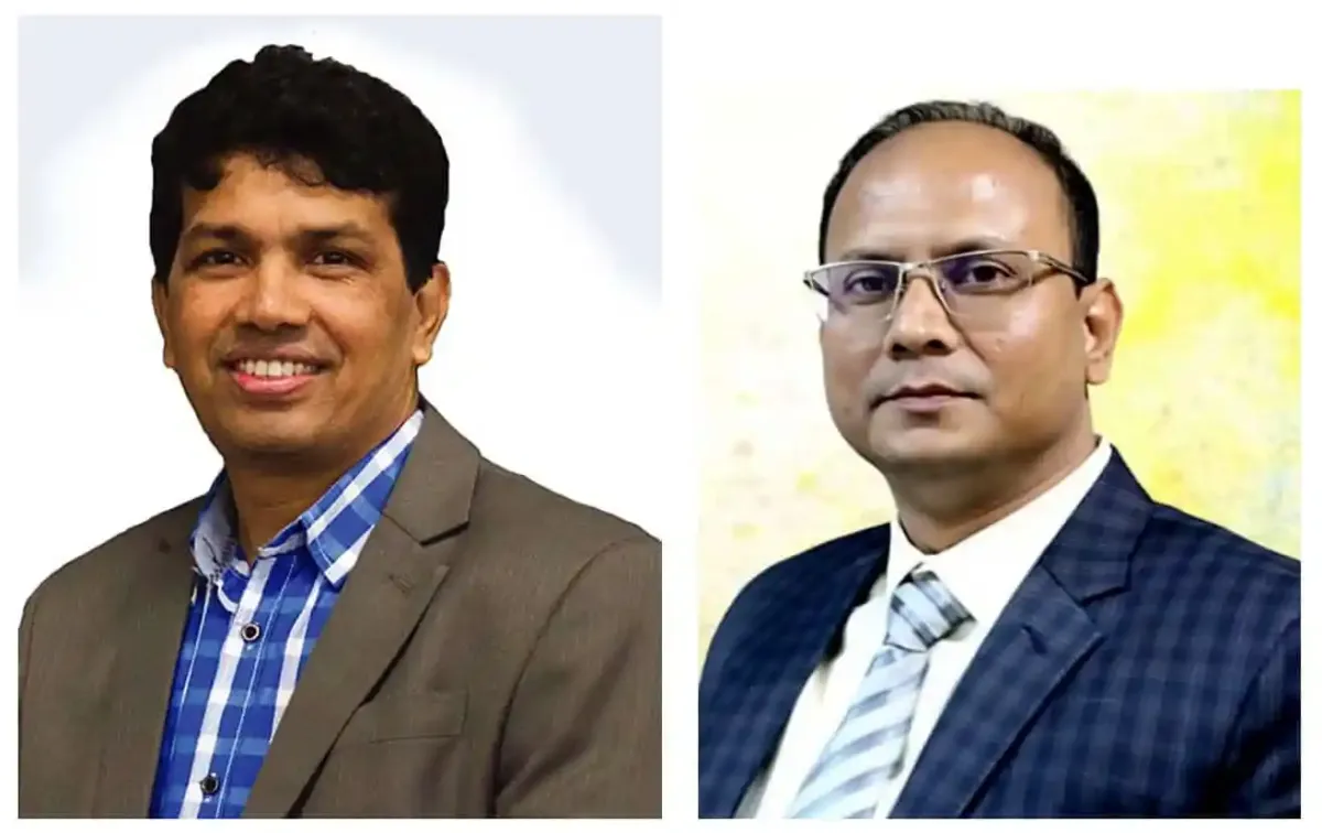 দুটি পুরুষের ছবি, একজন হাস্যোজ্জ্বল, অন্যজন গম্ভীর. Channel i News - চ্যানেল আই নিউজ