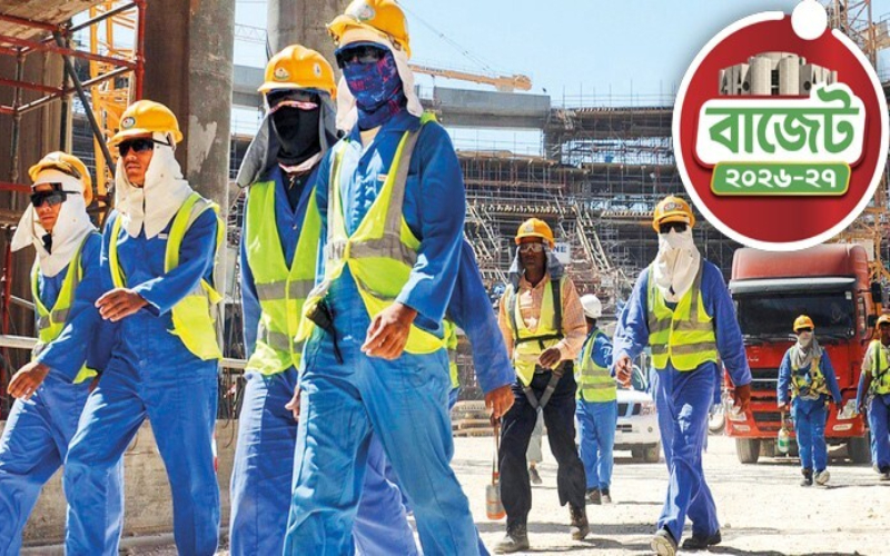 Construction workers in safety gear at a building site in Bangladesh. Channel i News - চ্যানেল আই নিউজ