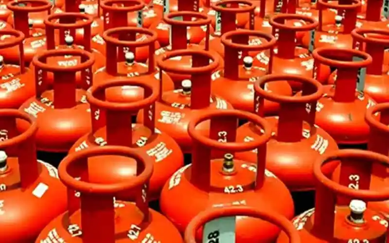 Bangladesh LPG cylinders stacked in a storage facility. Channel i News - চ্যানেল আই নিউজ
