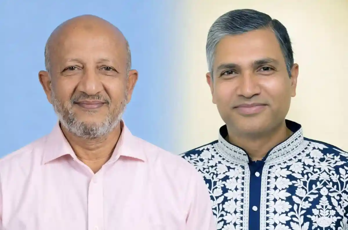 দুই পুরুষের ছবি, একজন বৃদ্ধ ও একজন যুবক, হাসিমুখে দাঁড়িয়ে. Channel i News - চ্যানেল আই নিউজ