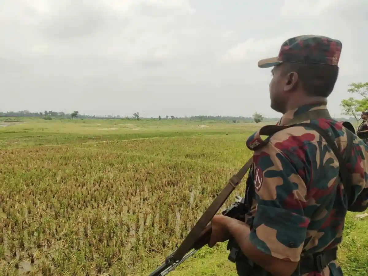ঠাকুরগাঁও সীমান্তে বিজিবির সদস্য পাহারা দিচ্ছেন. Channel i News - চ্যানেল আই নিউজ