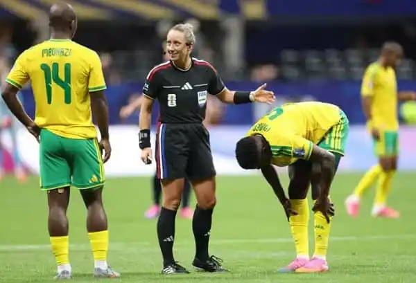 Brazilian football players and referee during a match at the stadium. Channel i News - চ্যানেল আই নিউজ