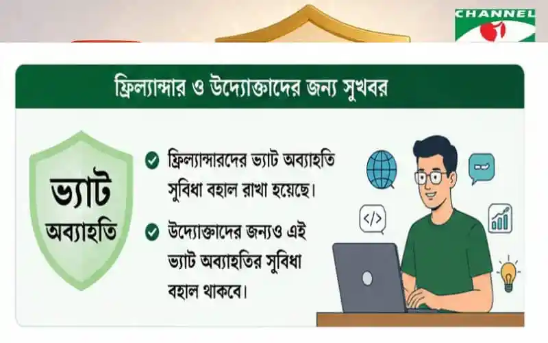 ফ্রিল্যান্সার ও উদ্যোক্তাদের জন্য ভ্যাট অব্যাহতি বহাল