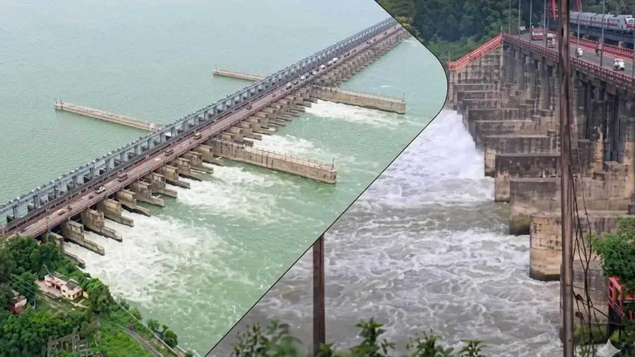 পদ্মা সেতুর দৃশ্য, জলপ্রবাহ ও সেতুর অংশ দেখা যাচ্ছে. Channel i News - চ্যানেল আই নিউজ