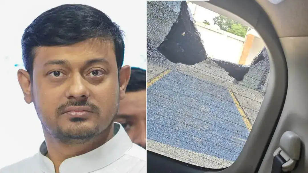 নাসীরুদ্দীন পাটওয়ারীর গাড়িতে হামলার দৃশ্য, ভাঙা গ্লাস ও ক্ষতিগ্রস্ত গাড়ি. Channel i News - চ্যানেল আই নিউজ