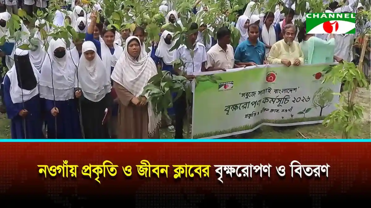 নওগাঁয় প্রকৃতি ও জীবন ক্লাবের বৃক্ষরোপণ ও বিতরণ অনুষ্ঠান. Channel i News - চ্যানেল আই নিউজ