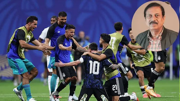 আর্জেন্টিনা ফুটবল দল জয় উদযাপন করছে, খেলোয়াড়রা আনন্দে ভাসছে. Channel i News - চ্যানেল আই নিউজ