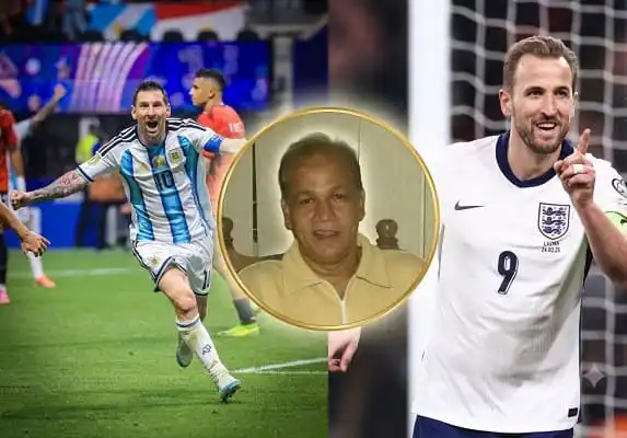আন্তর্জাতিক ফুটবল ম্যাচে ইংল্যান্ড ও আর্জেন্টিনার খেলোয়াড়রা উদযাপন করছে. Channel i News - চ্যানেল আই নিউজ