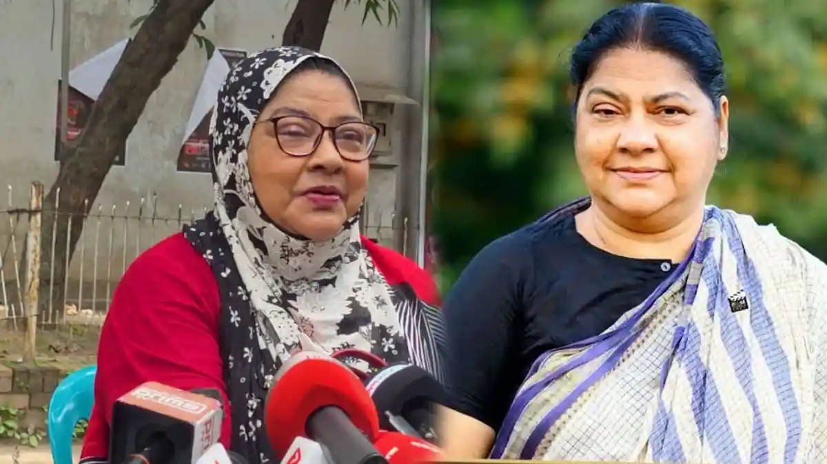 বাংলাদেশের দুই নারী সাংবাদিক সংবাদ সম্মেলনে অংশগ্রহণ করছেন. Channel i News - চ্যানেল আই নিউজ
