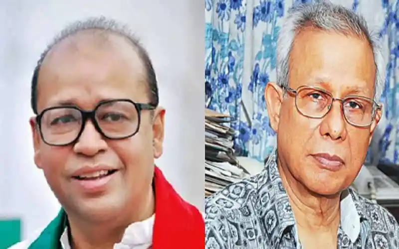 দুই পুরুষের ছবি, একজনের মাথা খালি, অন্যজনের চুল সাদা, দুজনই চশমা পরেছেন।. Channel i News - চ্যানেল আই নিউজ