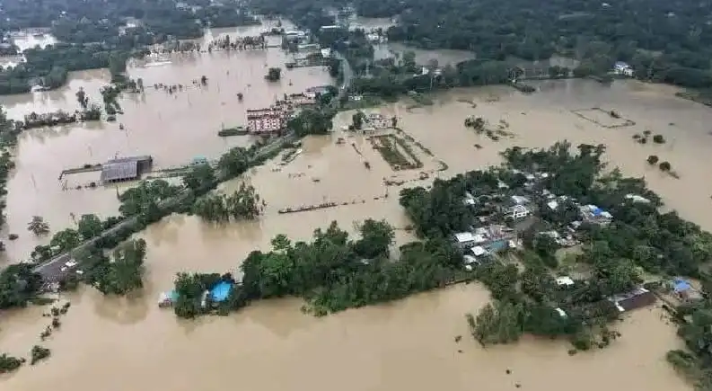Flooded villages and fields due to heavy monsoon rains in Bangladesh. Channel i News - চ্যানেল আই নিউজ