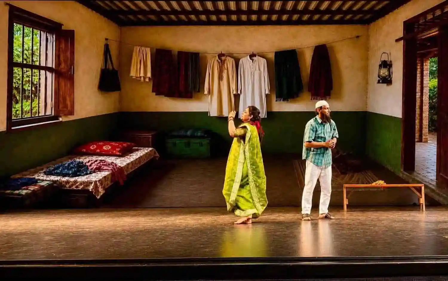 বাংলাদেশের নাট্যশিল্পের একটি দৃশ্য, দুইজন অভিনেতা অভিনয় করছেন. Channel i News - চ্যানেল আই নিউজ