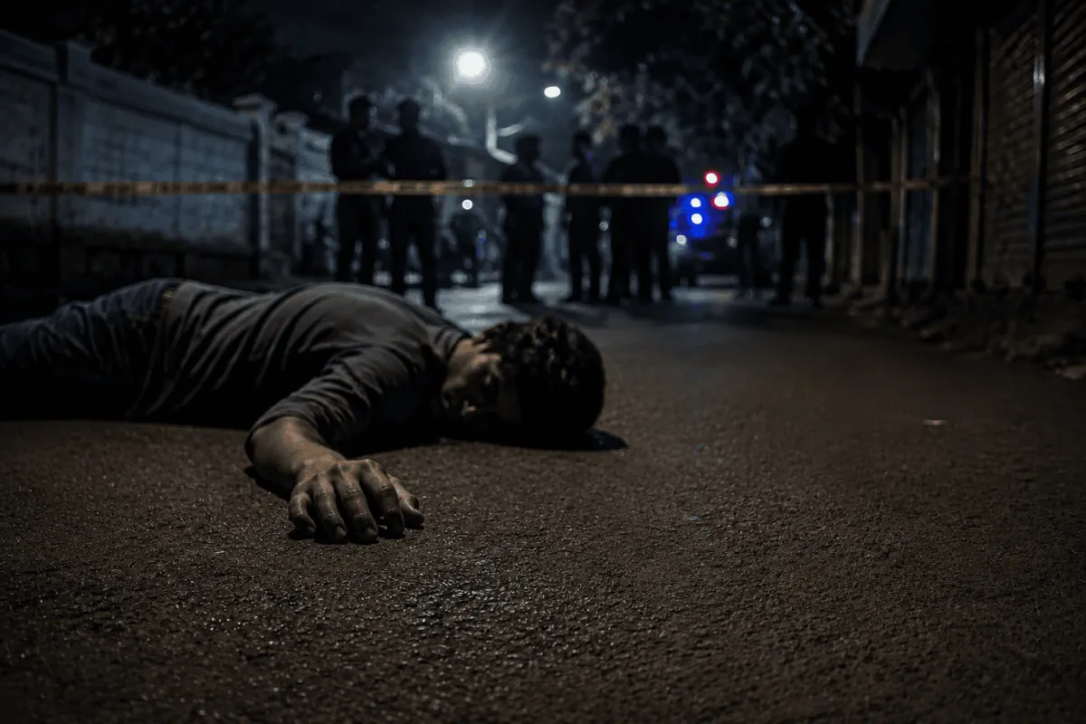 নিহত যুবকের লাশ রাস্তার উপর, পুলিশ ও প্রত্যক্ষদর্শীরা আশেপাশে. Channel i News - চ্যানেল আই নিউজ