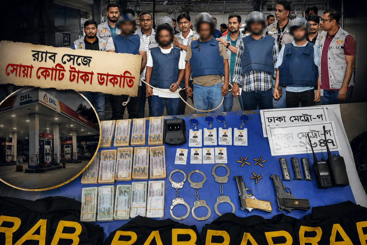 র্যাবের ভেস্ট-আইডি ও পিস্তল নিয়ে সোয়া কোটি টাকা ডাকাতি