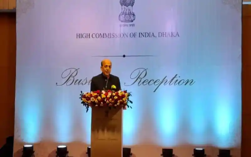 ভারতীয় হাই কমিশনের উচ্চ পর্যায়ের কর্মকর্তা বক্তৃতা দিচ্ছেন।. Channel i News - চ্যানেল আই নিউজ
