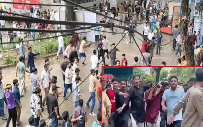 ছাত্রদলের নেতাকর্মীরা ক্যাম্পাসে জকসু ভিপিকে মারধর করছে. Channel i News - চ্যানেল আই নিউজ