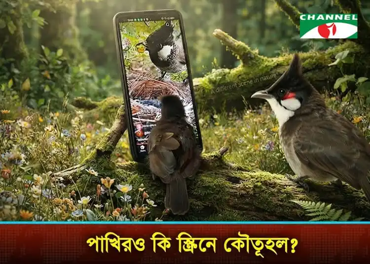 বুলবুলি পাখির ছবি মোবাইল স্ক্রিনে, প্রকৃতি পরিবেশে. Channel i News - চ্যানেল আই নিউজ