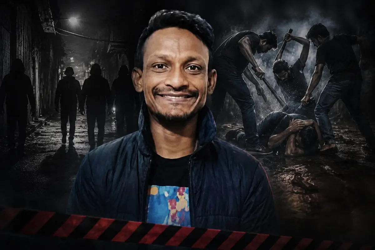 অন্ধকারে হত্যার দৃশ্যের মাঝে হাসিমুখে একজন ব্যক্তি. Channel i News - চ্যানেল আই নিউজ