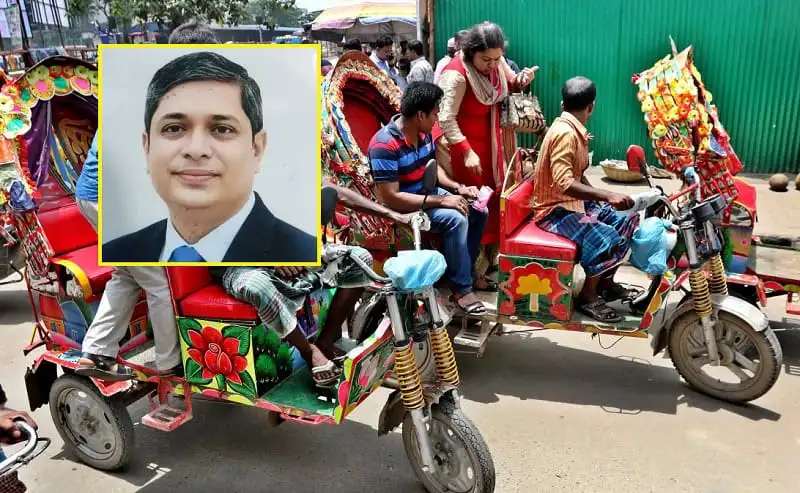 Colorful rickshaws with passengers in a busy street in Bangladesh. Channel i News - চ্যানেল আই নিউজ