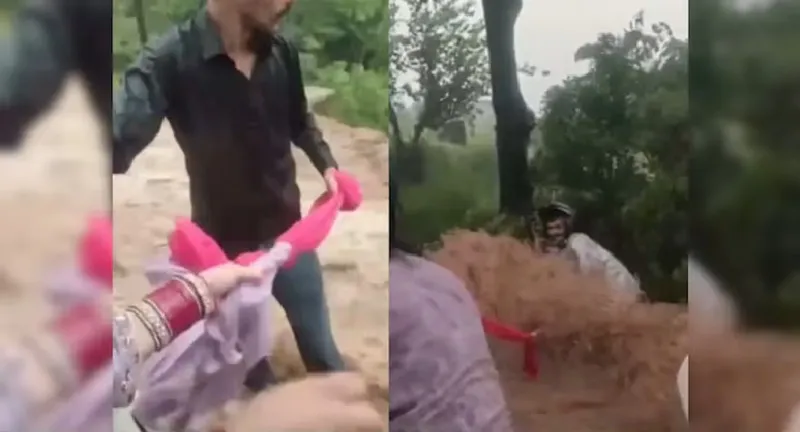 বন্যার স্রোতে আটকে পড়া বাইকারকে ওড়না দিয়ে উদ্ধার