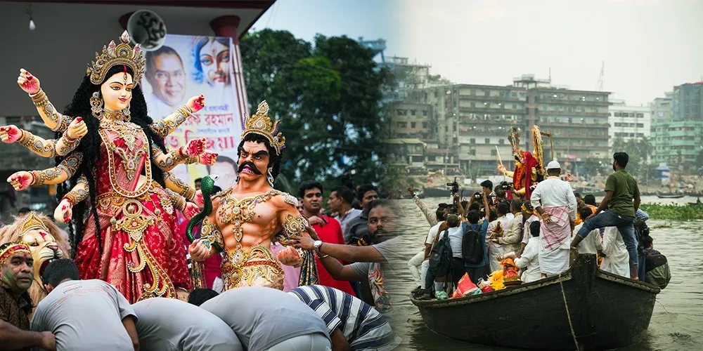 বুড়িগঙ্গায় শারদীয় দুর্গাপূজার প্রতিমা বিসর্জনে সম্প্রীতির অনন্য দৃষ্টান্ত
